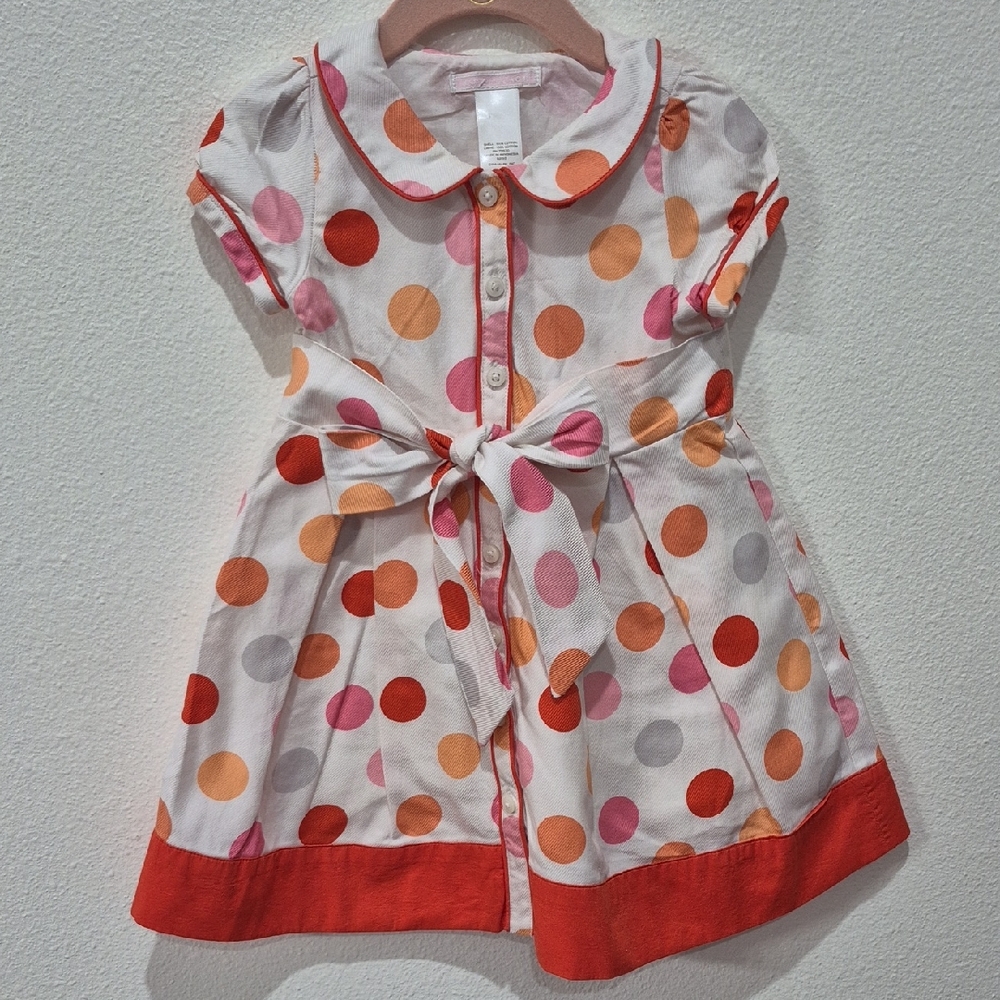 JANIE AND JACK Polka Dot Dress with Pink Orange Accents